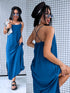 Long dress with crossed straps - dark turquoise